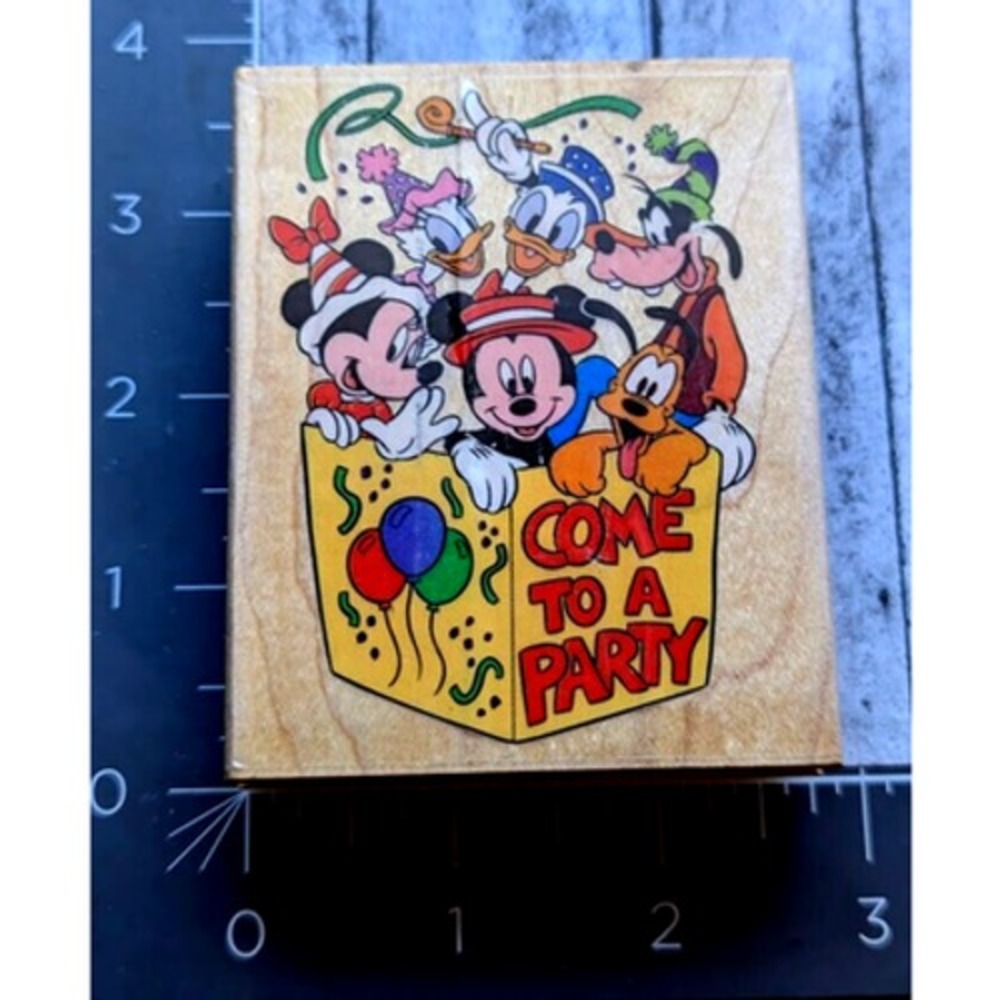 Rubber Stampede Disney Party 413F Mickey Rubber Stamp Wood #H57
